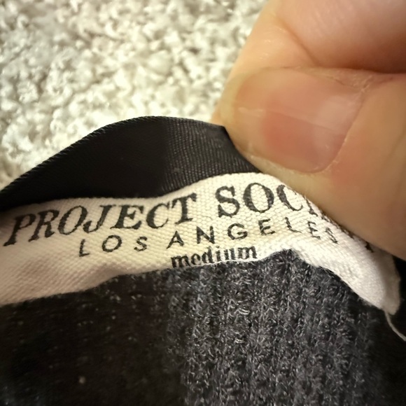 Vintage Dark Gray Black Satin Trimmed Project Social T Thermal Henley Medium - Picture 5 of 5